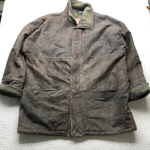 Vintage East West Rugged Sherpa Lined Genuine Leather Barn Coat Jacket Men XL